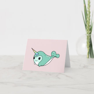 Anpassade Cute Narwhal Helgkort