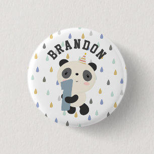 Anpassade Cute Panda Första födelsedag Knapp