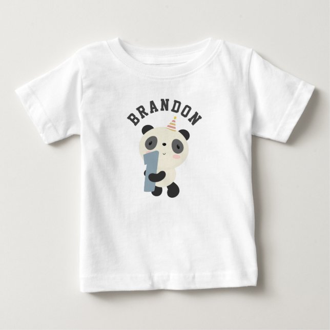 Anpassade Cute Panda Första födelsedag T Shirt (Framsida)