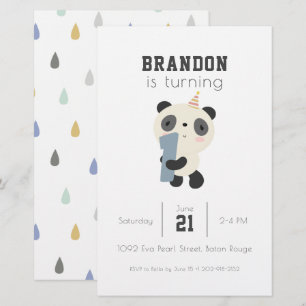 Anpassade Cute Panda Första födelsedagsinbjudan Brevpapper
