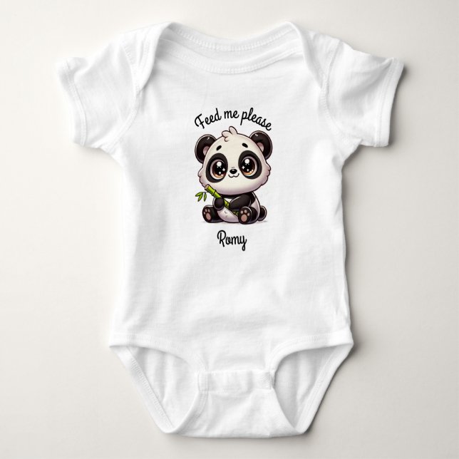 Anpassade Cute Panda-kroppsdräkt T Shirt (Framsida)
