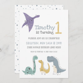 Anpassade Cute Pastel Dinosaurs Birthday Inbjudningar