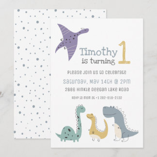 Anpassade Cute Pastel Dinosaurs Birthday Inbjudningar