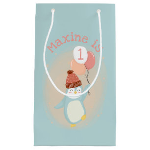 Anpassade Cute Pastel Penguin med ballonger