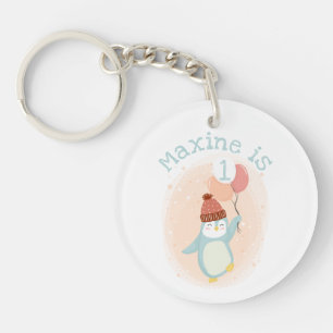 Anpassade Cute Pastel Penguin med ballonger
