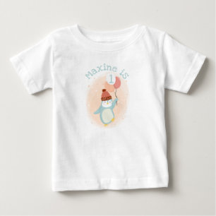 Anpassade Cute Pastel Penguin med ballonger T Shirt