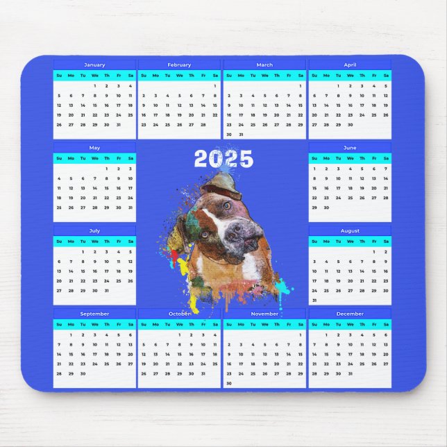 Anpassade Cute Pittie-Hund Kalender Musmatta (Framsidan)