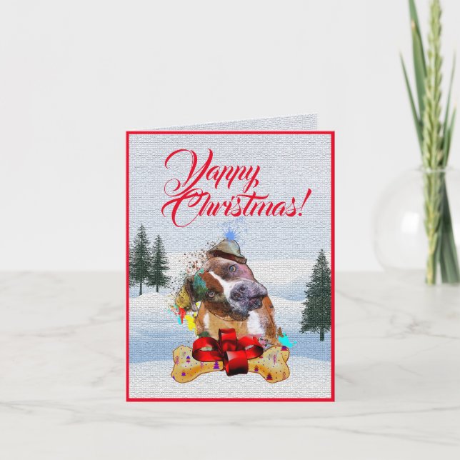 Anpassade Cute Pittie Hund Yappy-julkort Kort (Framsida)