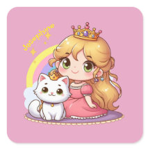Anpassade Cute princess med White Cat