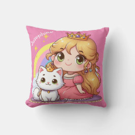 Anpassade Cute princess med White Cat Kudde