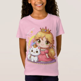 Anpassade Cute princess med White Cat T Shirt