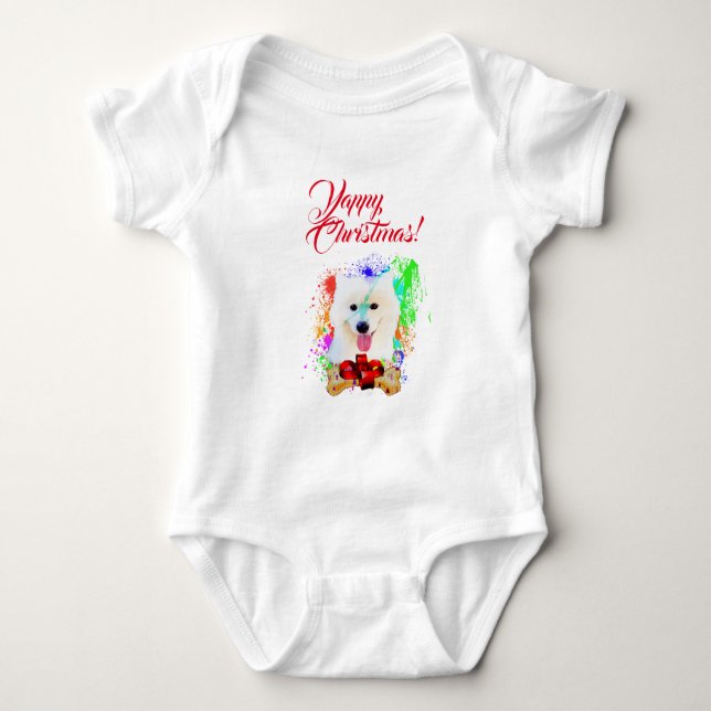 Anpassade Cute Samoyed Hund Yappy jul T Shirt (Framsida)