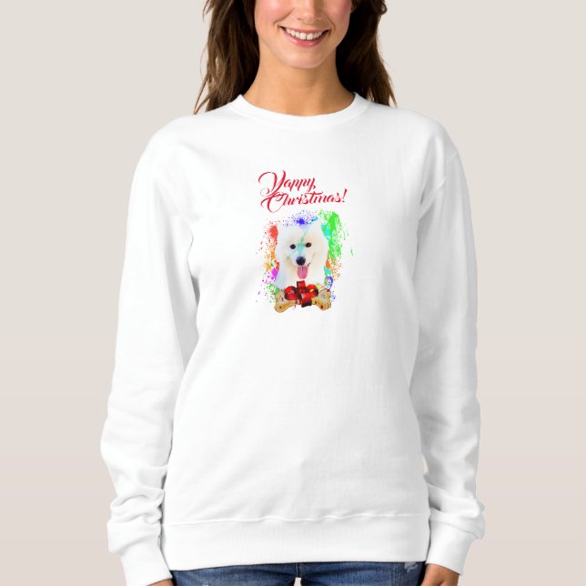 Anpassade Cute Samoyed Hund Yappy jul T Shirt (Framsida)