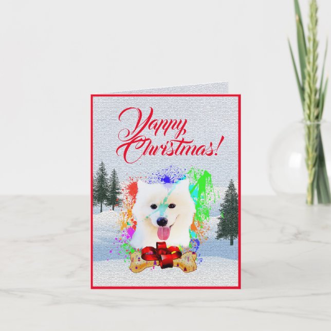 Anpassade Cute Samoyed Hund Yappy-julkort Kort (Framsida)
