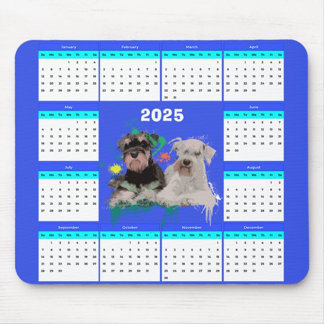 Anpassade Cute Schnauzer Hund Calendar Musmatta (Framsidan)