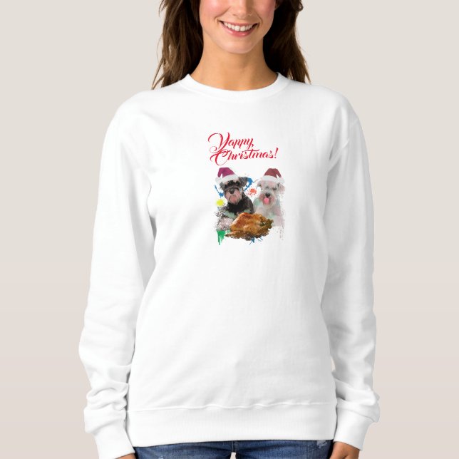 Anpassade Cute Schnauzer Hund Yappy jul T Shirt (Framsida)