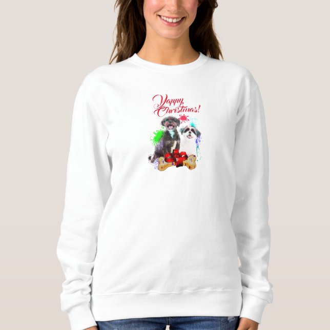 Anpassade Cute Shih Tzu Hund Yappy jul T Shirt (Framsida)