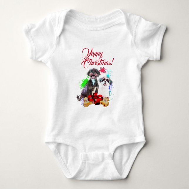 Anpassade Cute Shih Tzu Hund Yappy jul T Shirt (Framsida)