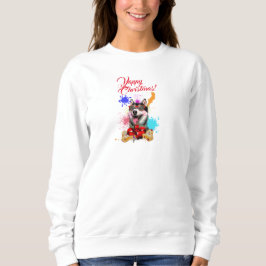 Anpassade Cute Siberian husky Yappy jul T Shirt