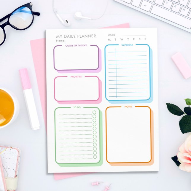 Anpassade Cute Simple Undated Daily Planner Anteckningsblock (Skapare uppladdad)