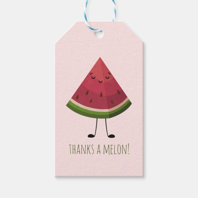 Anpassade Cute Smiling Watermelon Presentetikett (Framsidan)