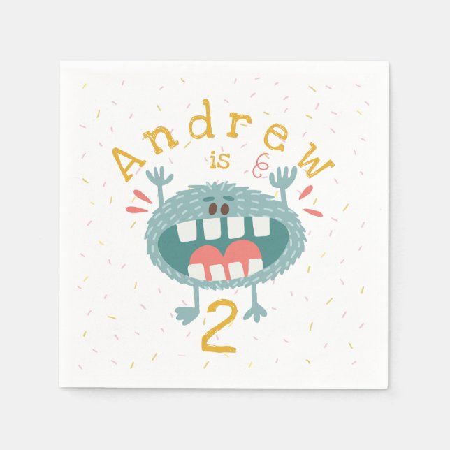 Anpassade Cute Teal Monster Pappersservett (Framsidan)