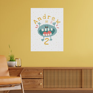Anpassade Cute Teal Monster Poster