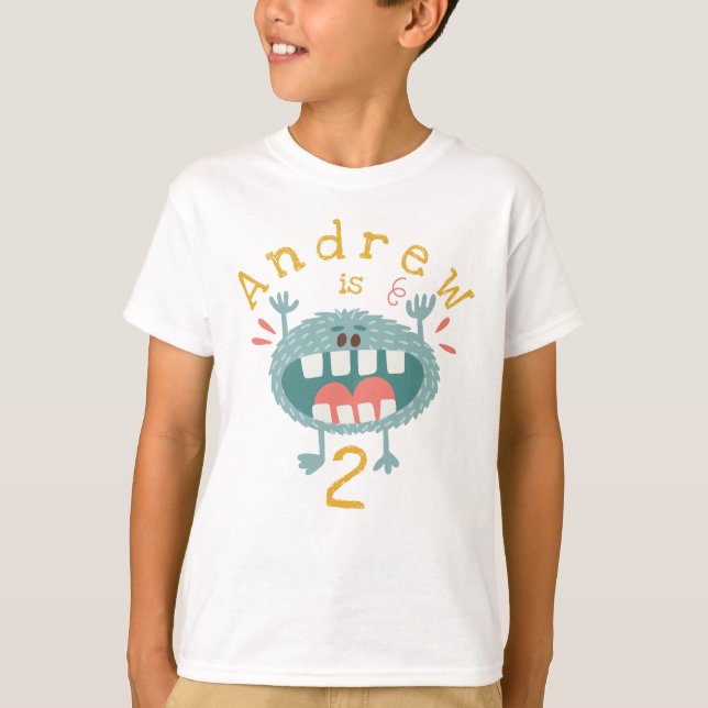 Anpassade Cute Teal Monster T Shirt (Framsida)