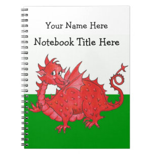 Anpassade Cute Welsh Red Dragon bärbar dator Anteckningsbok Med Spiral