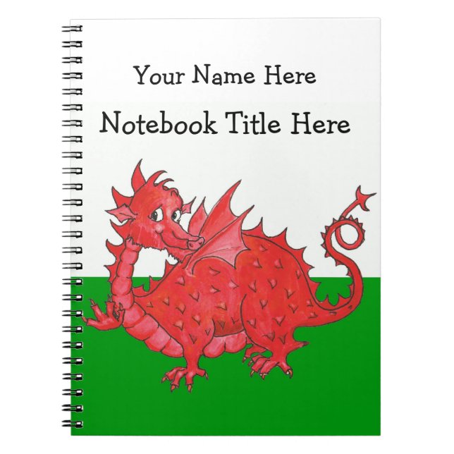 Anpassade Cute Welsh Red Dragon bärbar dator Anteckningsbok Med Spiral (Framsidan)