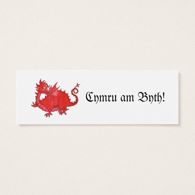 Anpassade Cute Welsh Red Dragon Bookmark Litet Visitkort (Baksidan)