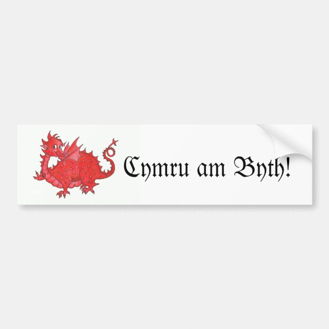 Anpassade Cute Welsh Red Dragon Bumper Sticker Bildekal (Framsidan)