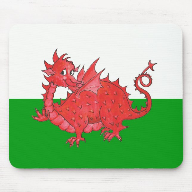 Anpassade Cute Welsh Red Dragon Mousepad Musmatta (Framsidan)