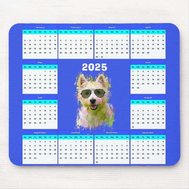 Anpassade Cute Westie Hund Calendar Musmatta (Framsidan)