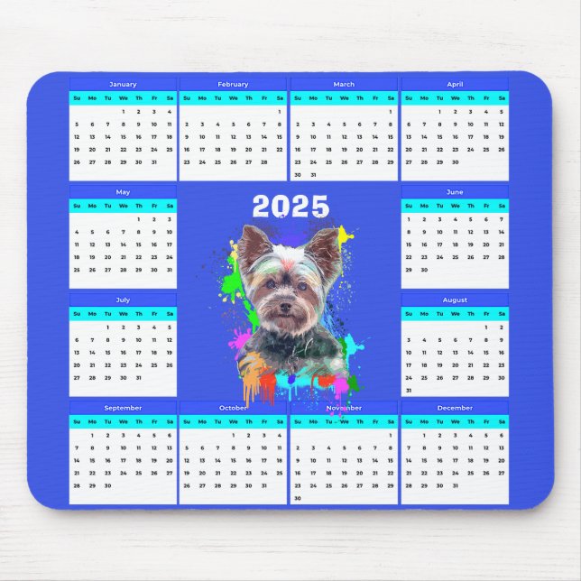 Anpassade Cute Yorkie Hund Calendar Musmatta (Framsidan)