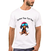 Anpassade Dachshund Hund Rides a Skateboard