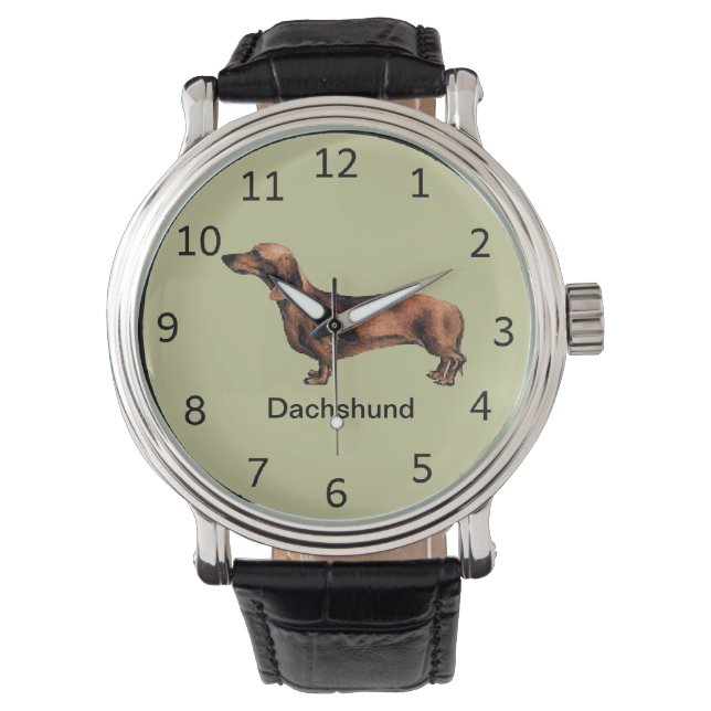 Anpassade Dachshund Hund Wrist Watch Armbandsur (Framsida)