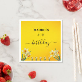 Anpassade Daffodil March Birth Flower Birthday Pappersservett