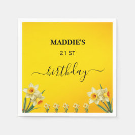Anpassade Daffodil March Birth Flower Birthday Pappersservett