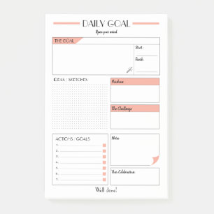 Anpassade Daily Goals-planerare Lakan Post-it Block