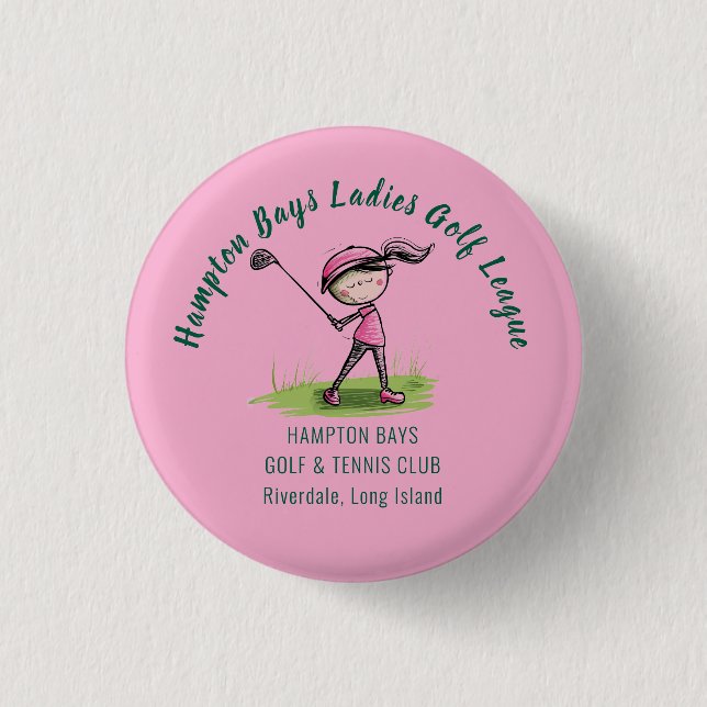 Anpassade Dam Golf League Party Button Knapp (Framsida)