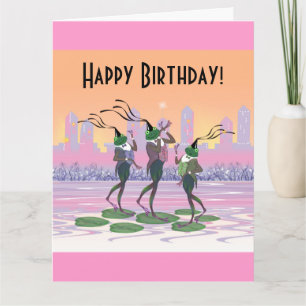 Anpassade Dancing Frogs Grattis på födelsedagen Kort