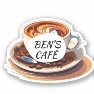 Anpassade dekaler Kaffe kopp och bönor Logo