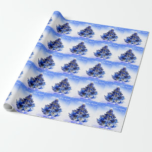 Anpassade, dekorerat blått julgran presentpapper