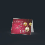 Anpassade Den Underbarare gåvan är livets gåva Helgkort<br><div class="desc">Det finns ingen underbarare gåva. Gift of Life välsignar tusentals människor varje år genom transplanterade organ, ögon och vävnader. De som har valt att ge sig ut i ge är inte bara hjältar, de är änglar. Säg "God jul", "Lycklig Hanukkah" eller "Glad helg" med ett vackert kort som uttrycker er...</div>