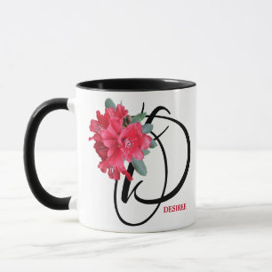 Anpassade Desiree namn rödblommor boho trendig Mugg