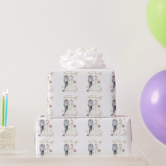 Anpassade detaljer Brud & Brudgum Grattis! Presentpapper (Festgåvor)