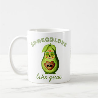 Anpassade Dia de los Muertos Avocado Character Kaffemugg