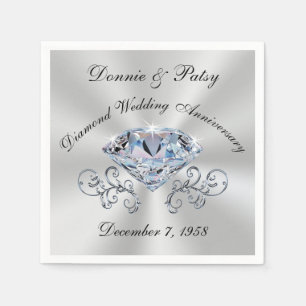 Anpassade Diamond-årsdagen Cocktail Napkins Pappersservett