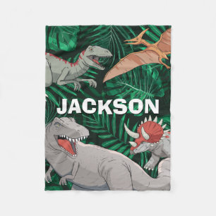 Anpassade Dinosaur Kids Dino Jurassic Trex Boy Fleecefilt